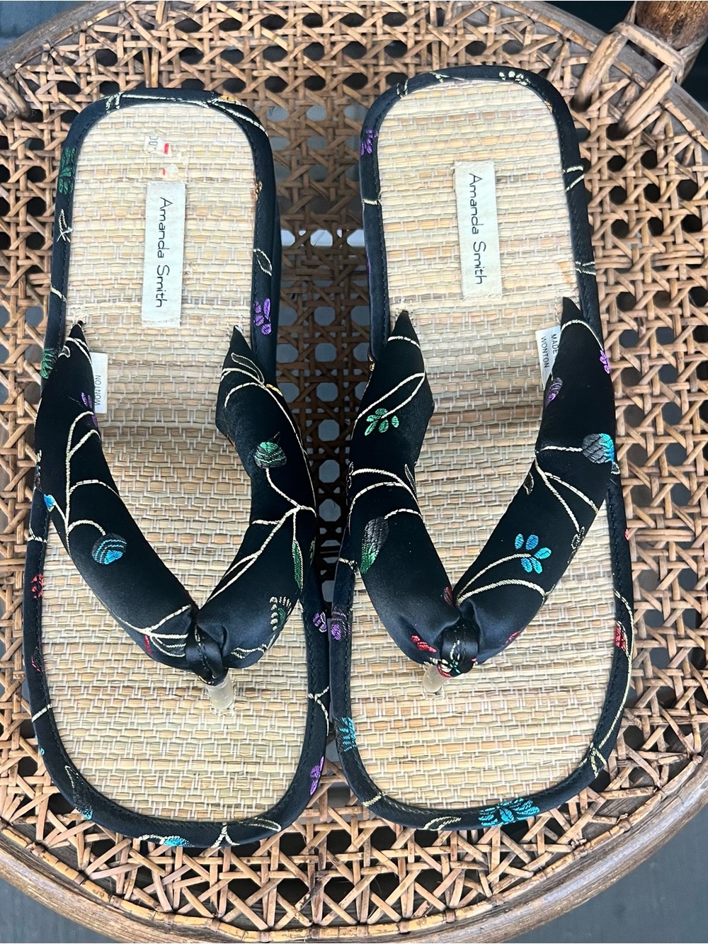 Vintage 90’s Amanda Smith platform bamboo flip flops sandals